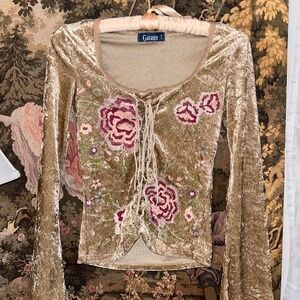 Vintage Garage Long Sleeve Velvet Top